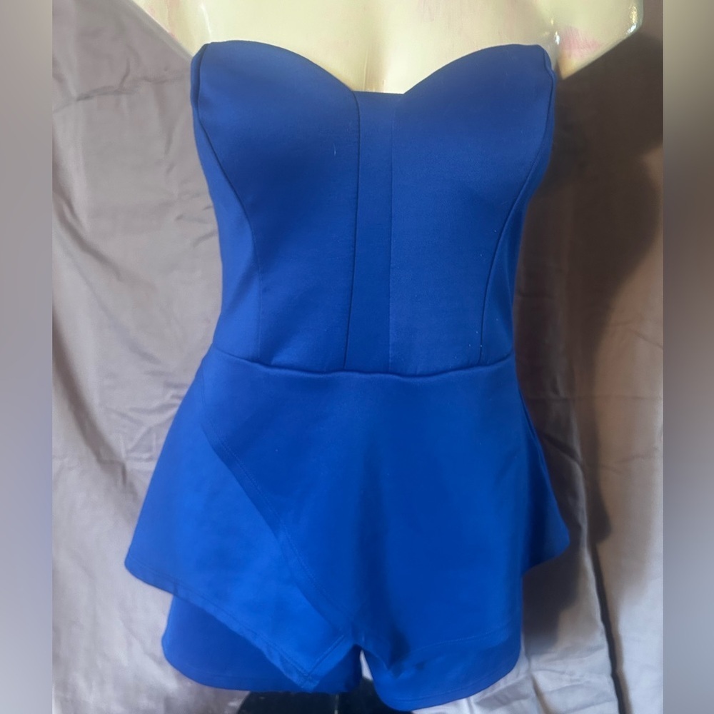 Flamingo Strapless Blue Romper